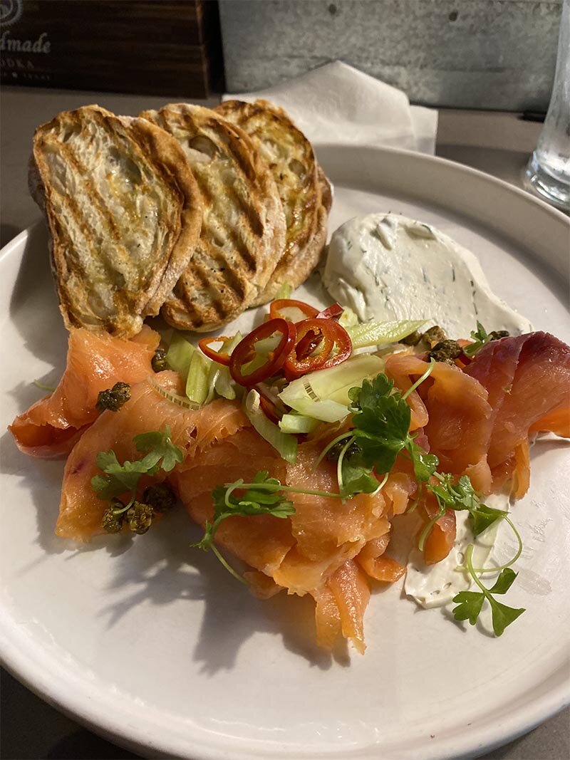 Salmon with crostini