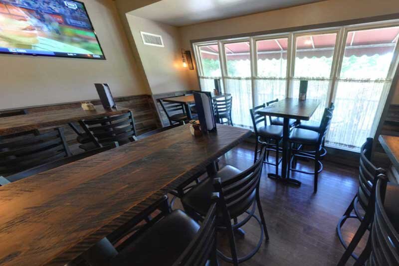 High-top tables at bar area