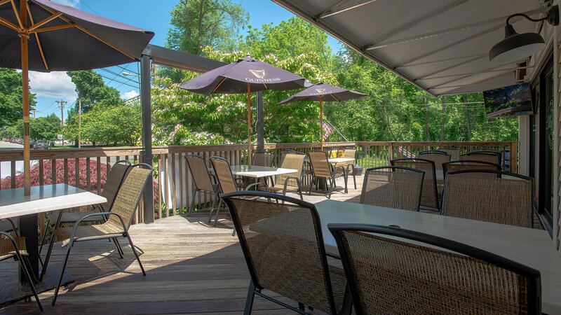 Patio dining area with tables